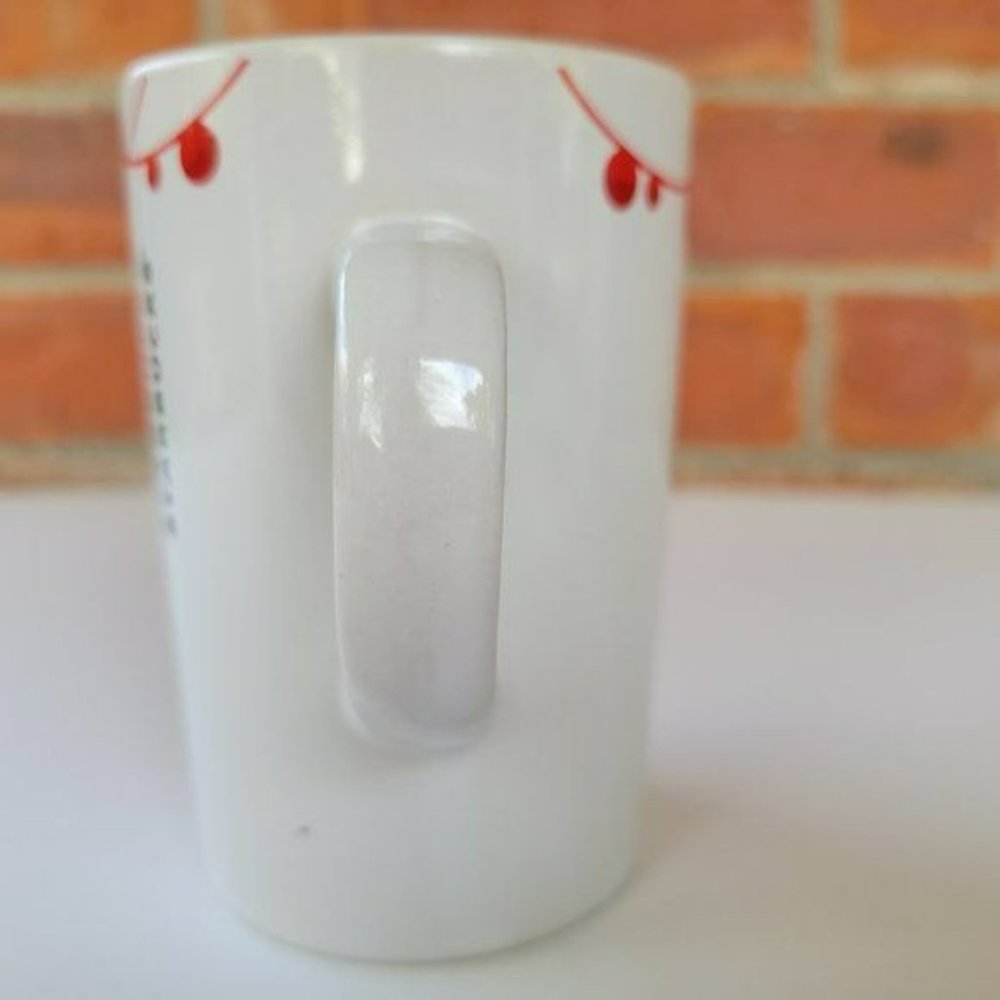 Starbucks Coffee Mug 2012 Christmas Mug Red Ornaments White Background 10.8 oz. - Picture 3 of 5